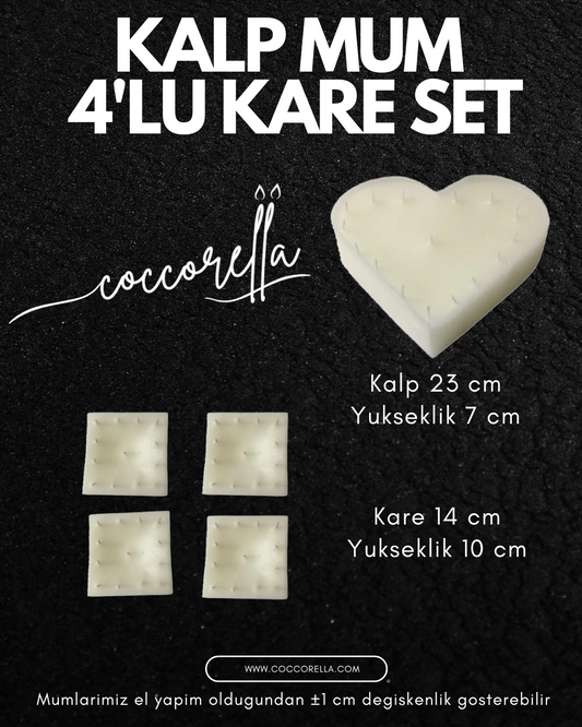 Kalp Mum Kare'li 5'li Set