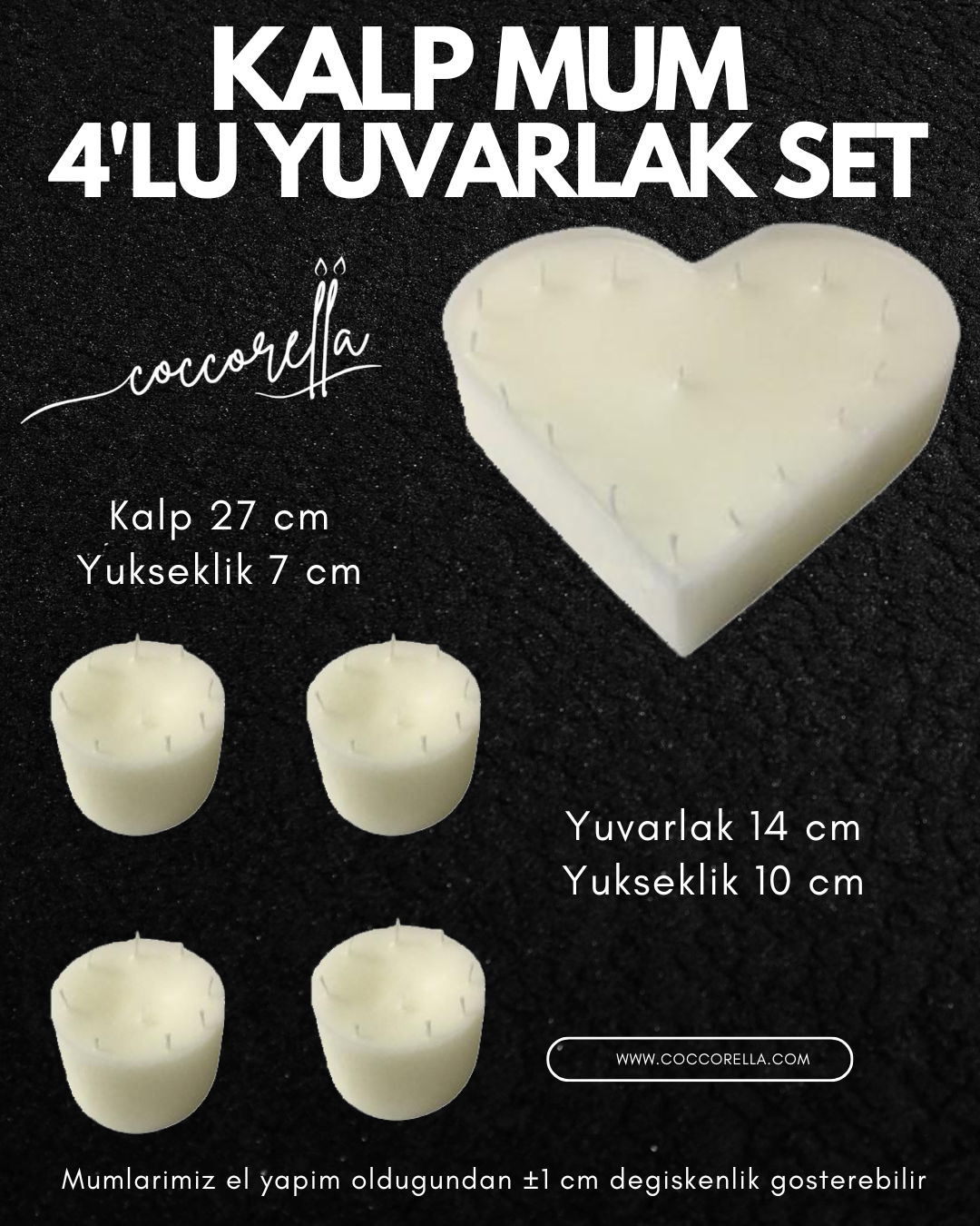 Kalp Mum Yuvarlak 5'li Set