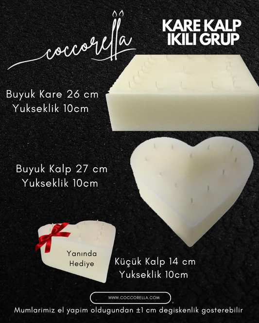 Hediyeli Kare Kalp Set