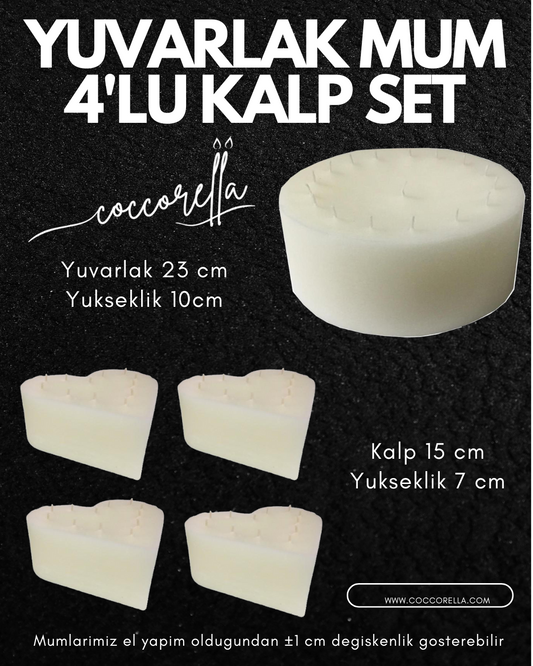 Yuvarlak Mum Kalpli 5'li Set