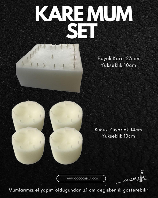 Kare Mum Yuvarlak 5'li Set
