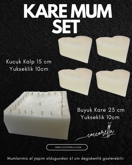 Kare Mum Kalp'li 5'li Set